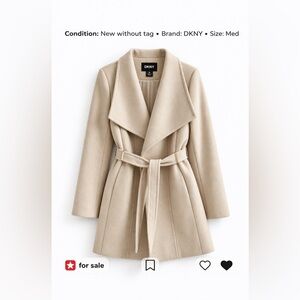 DKNY Beige Wrap Coat – Size Medium